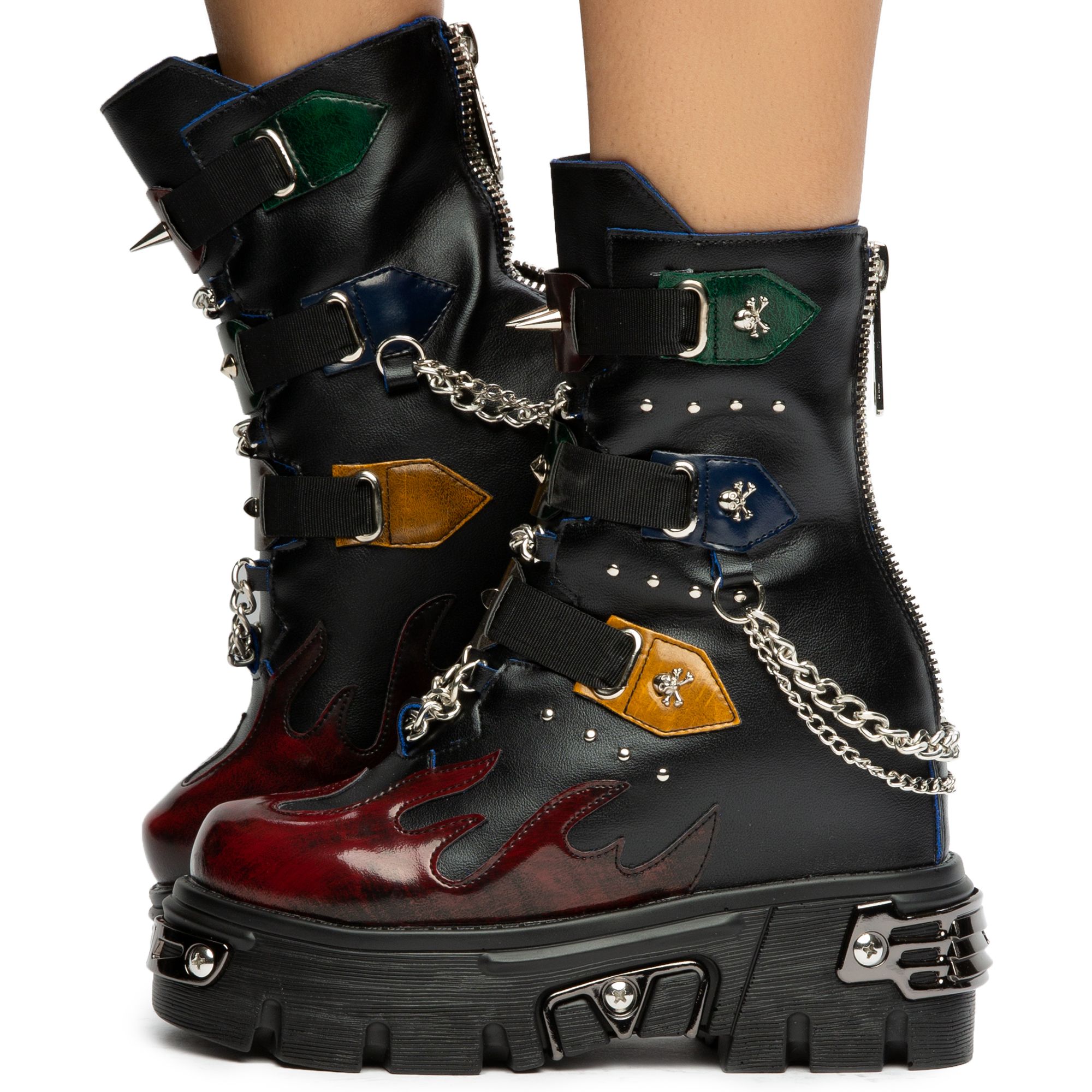 Blue Dream Platform Booties With Studs Blue Dream Red