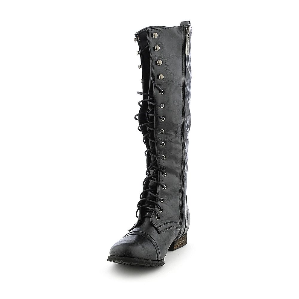 BRECKELLE'S Women's Outlaw-13 Knee-High Combat Boot OUTLAW-13 BK