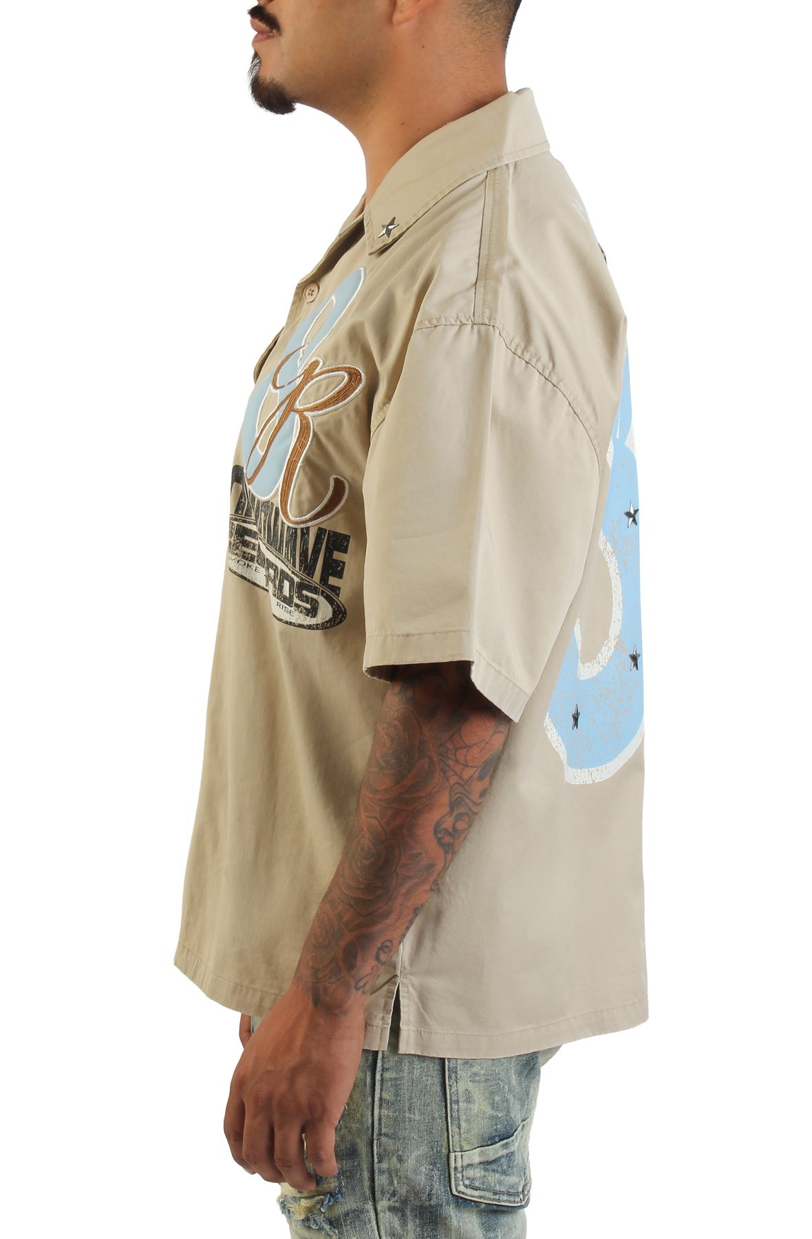 SMOKE RISE Oversized Wilds Woven Shirt WH25589SK-SAF - Shiekh
