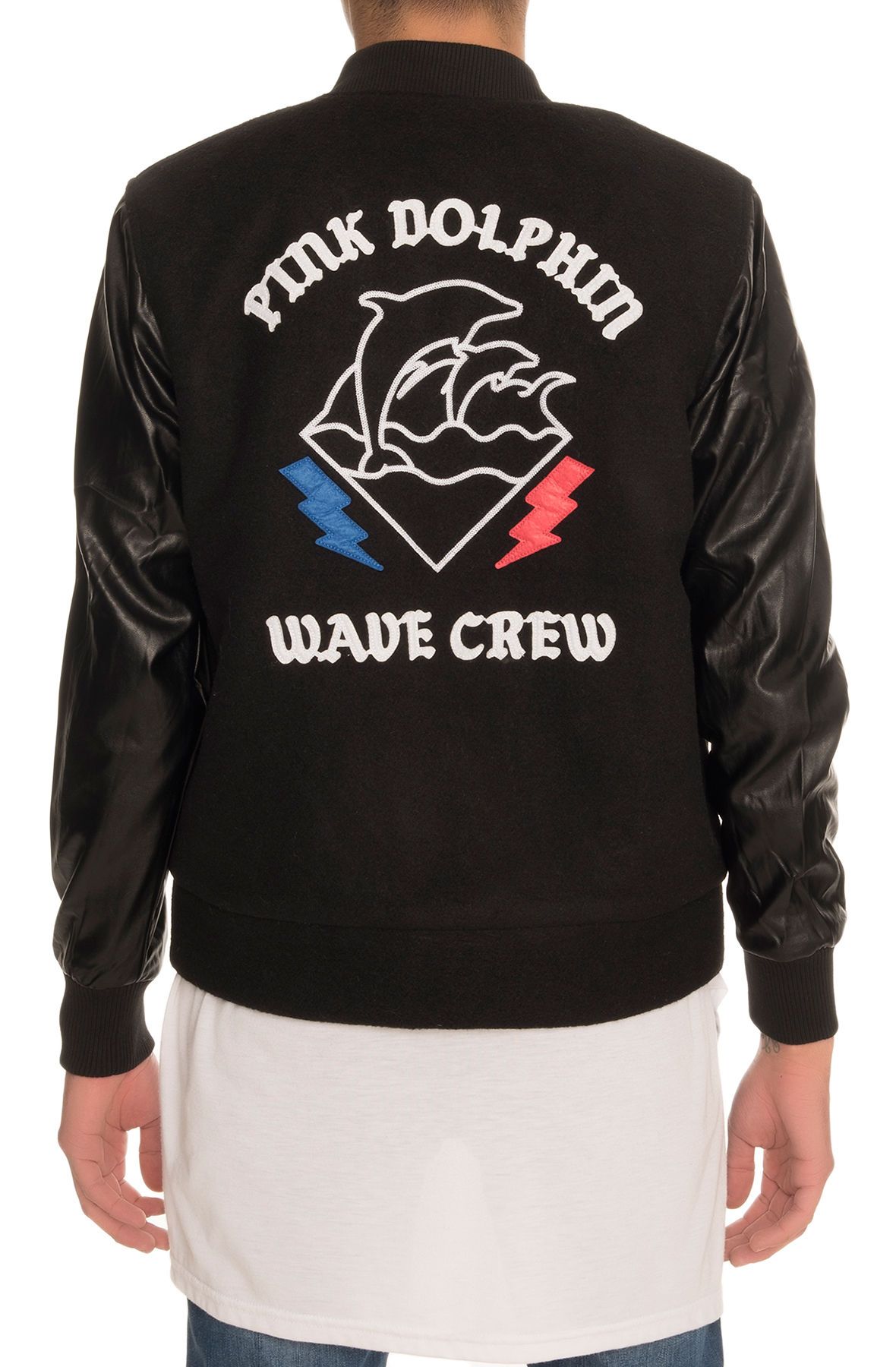 Pink dolphin hot sale letterman jacket