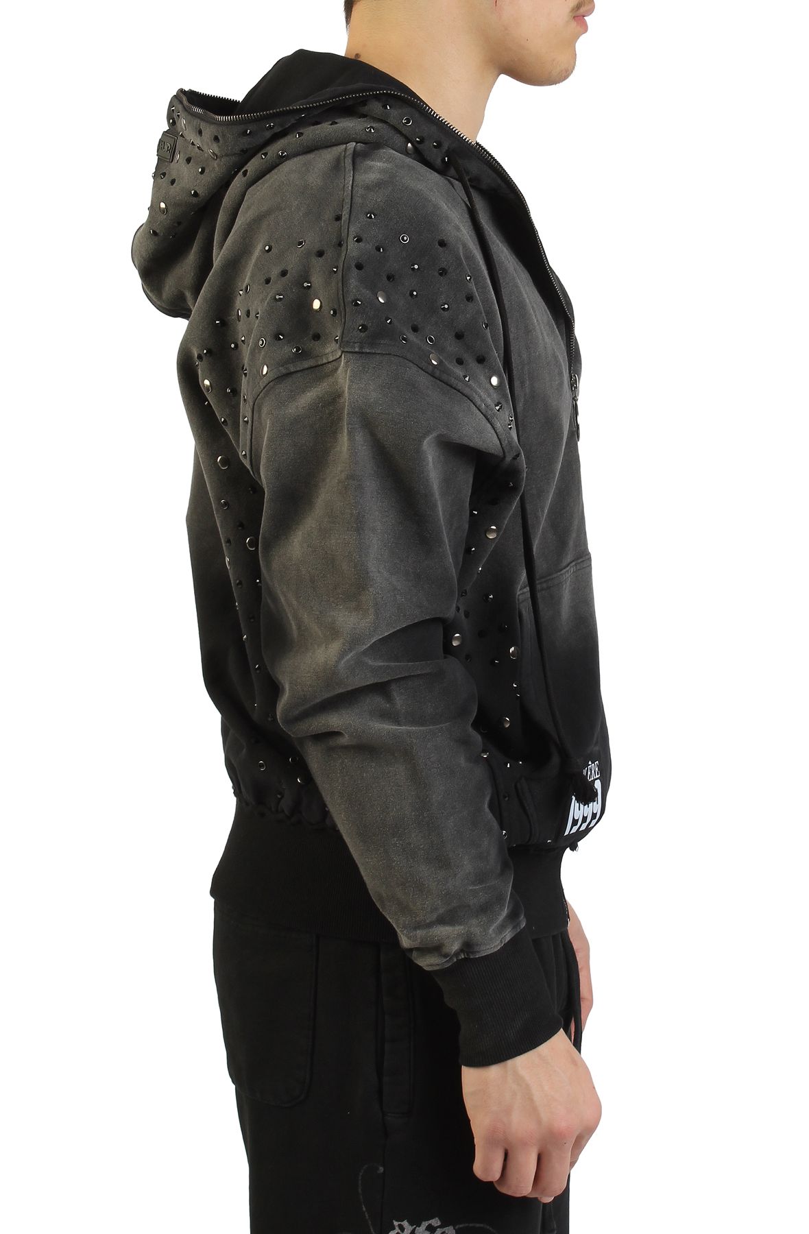 HUDSON Stones Studs Hoodie 637-BLK - Shiekh