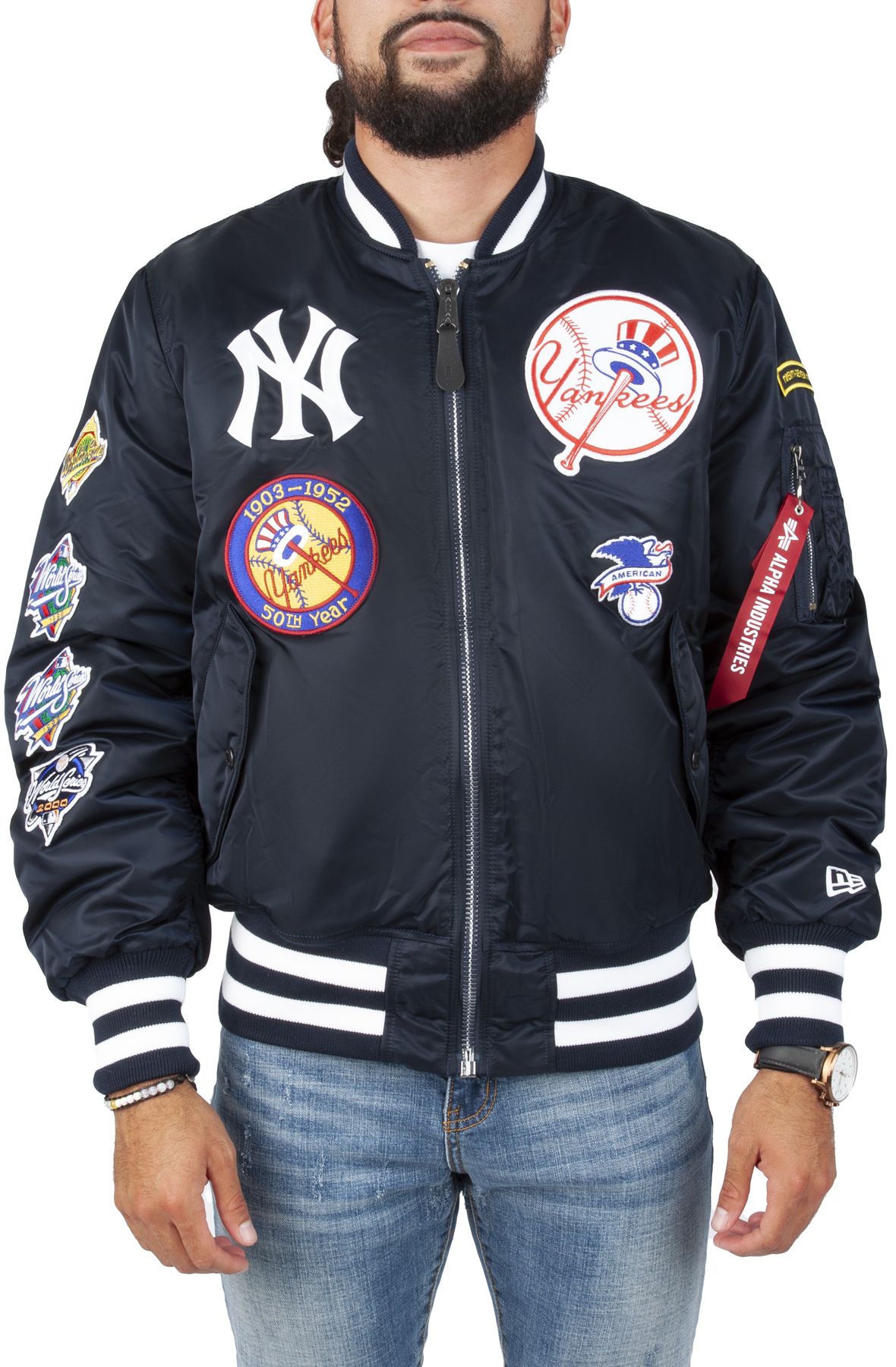 New York Yankees Baseball Bomber Jacket - White - S – Headlock