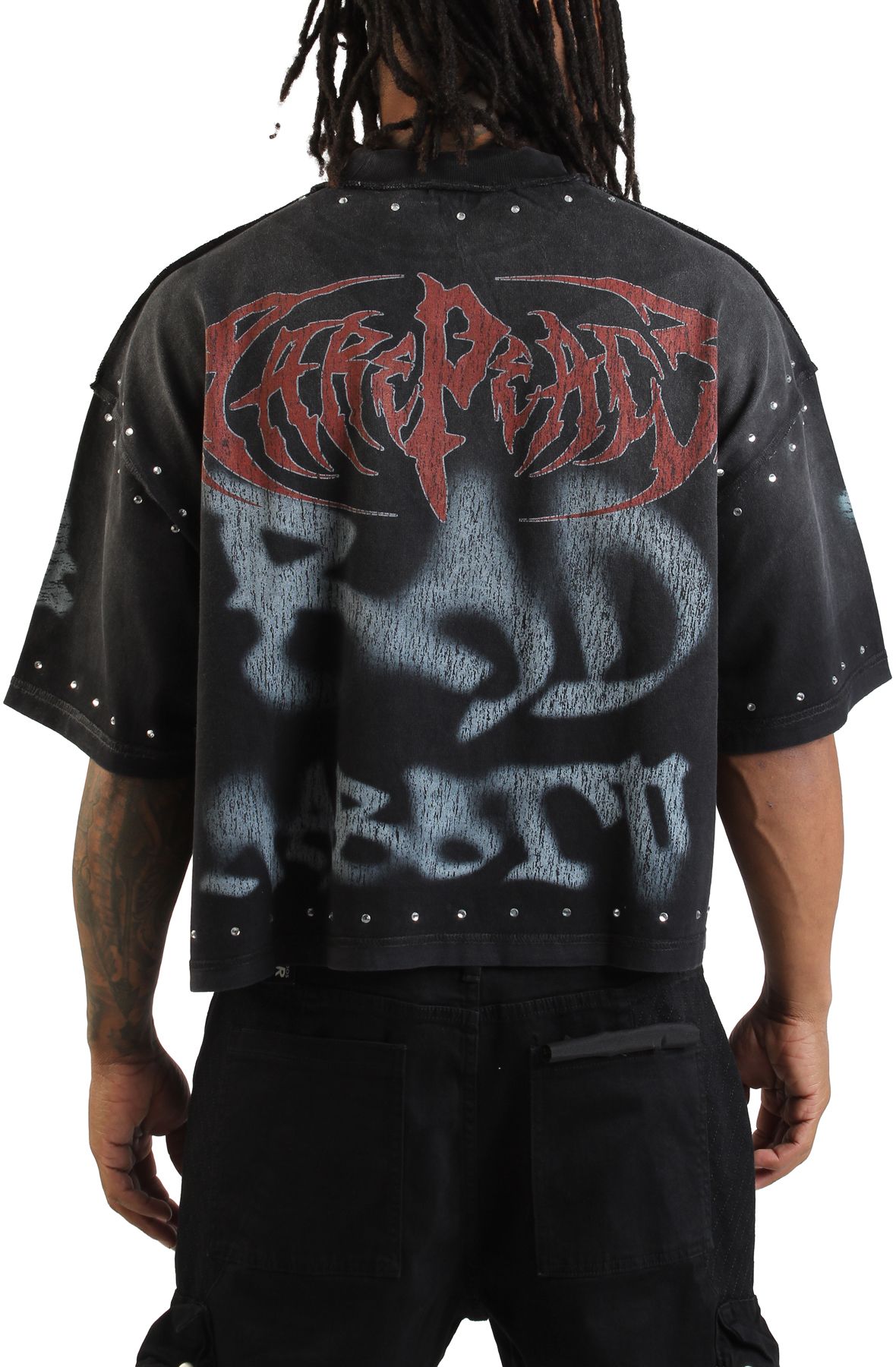 RARE PEACE Ski Mask Heavy Crop T-Shirt RT5039-BLK - Shiekh