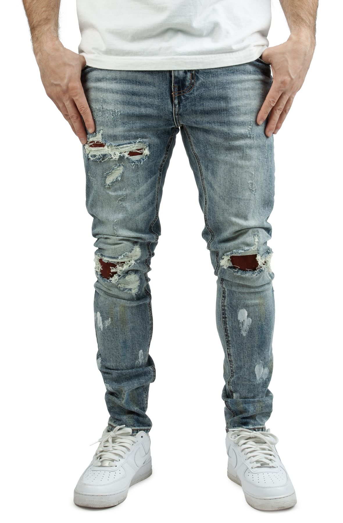 FOREIGN LOCALS Louie Suede Backing Jeans FL-24004 - Shiekh