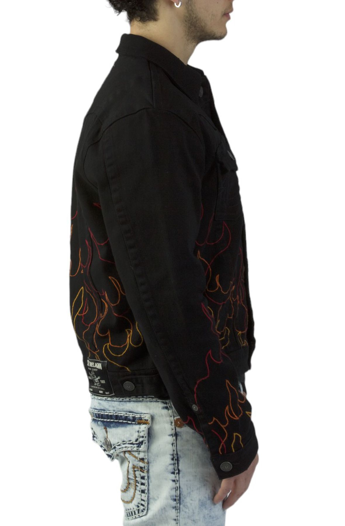 TRUE RELIGION Jimmy Flame Denim Jacket 108597CBLK - Shiekh