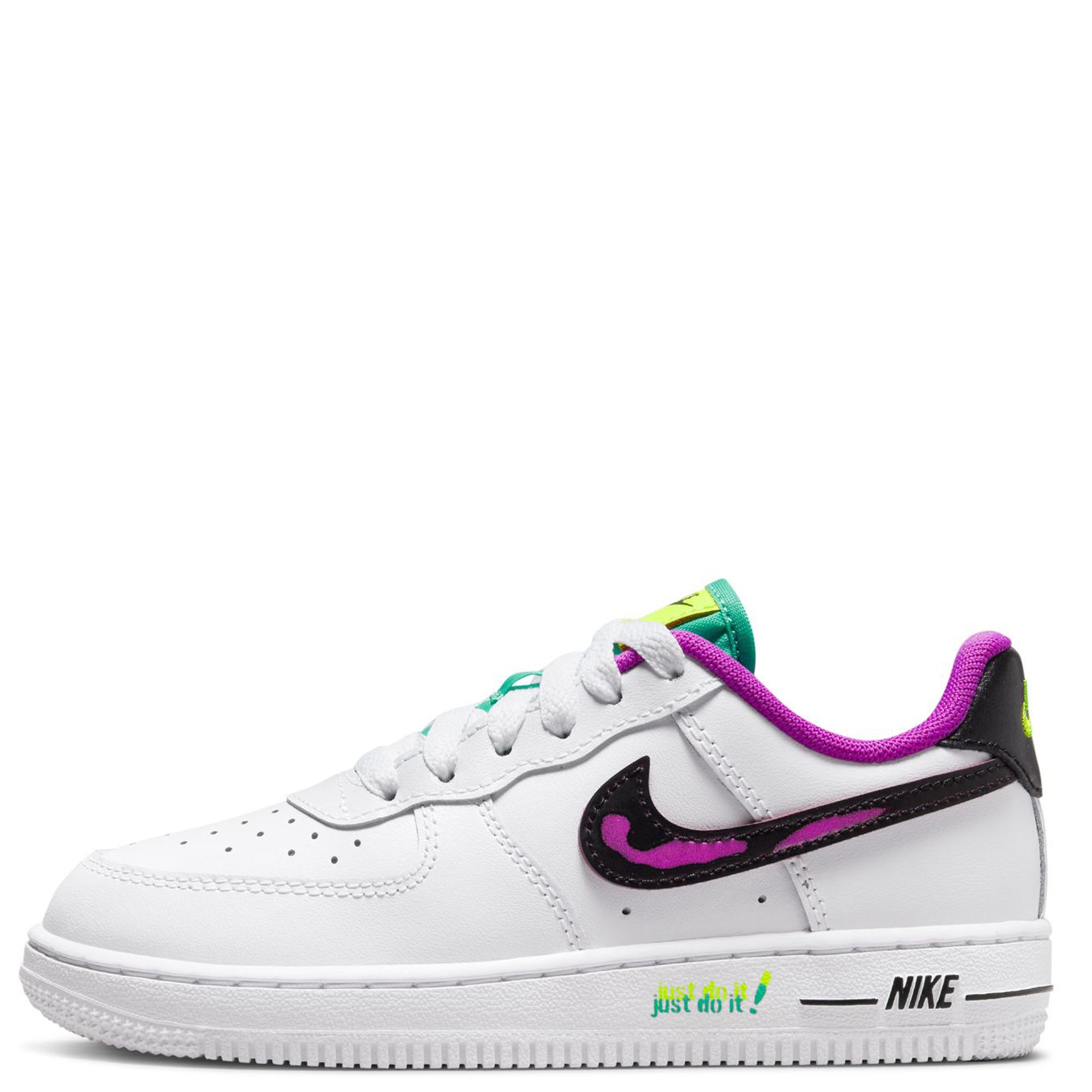 Nike Kids' Preschool Air Force 1 LV8 Shoes, Boys', White/Black/Purple
