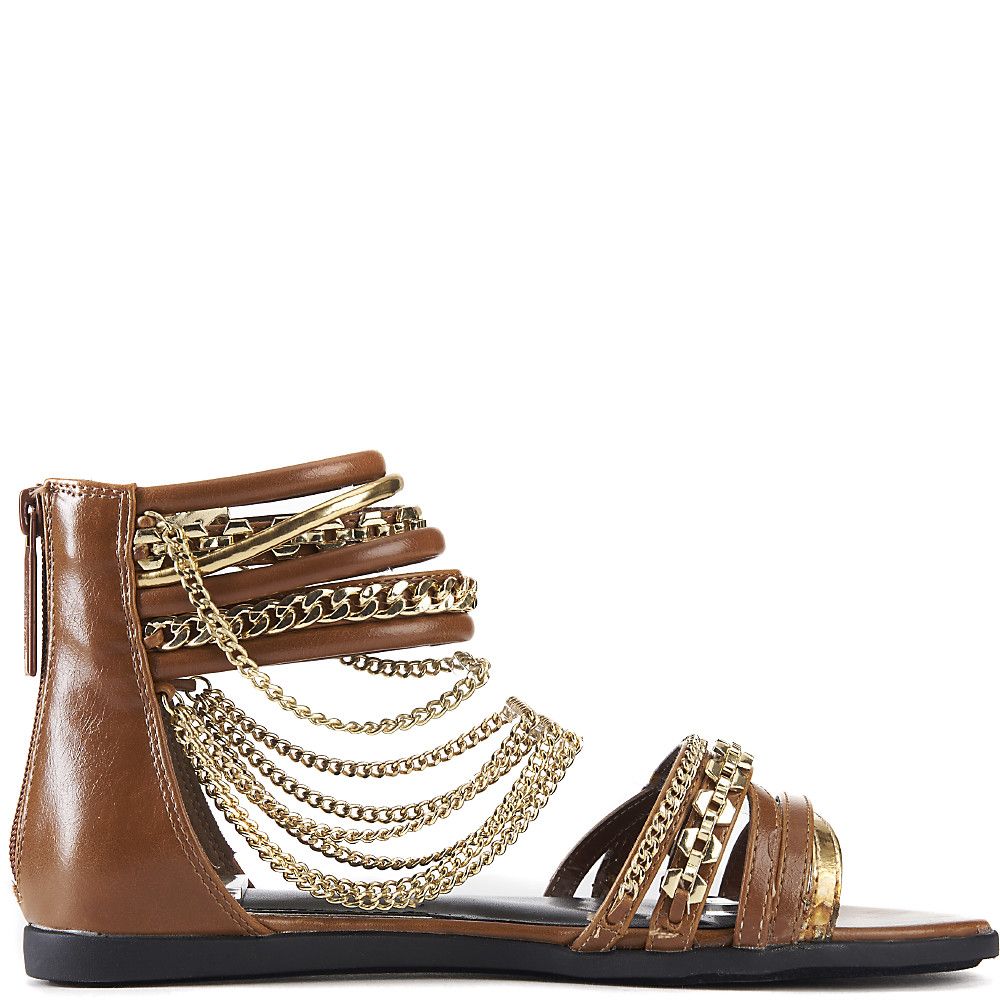 cognac sandals flat