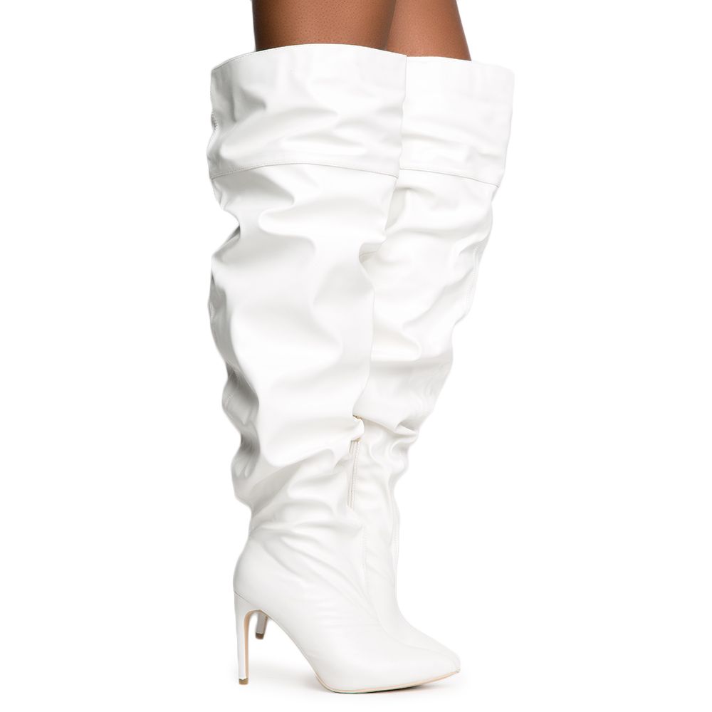 CAPE ROBBIN Kitana-2 Women's Thigh High Boot KITANA-2/WHITE - Shiekh