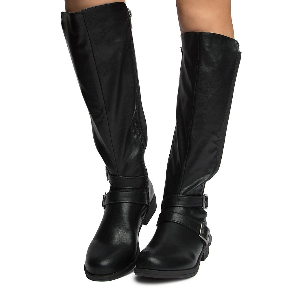 BAMBOO Montana-75m Calf High Boots JPM MONTANA-75M BLKCRP - Shiekh