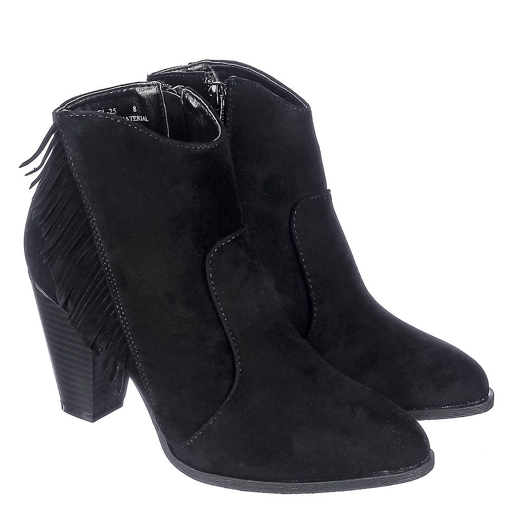 low heel fringe boots