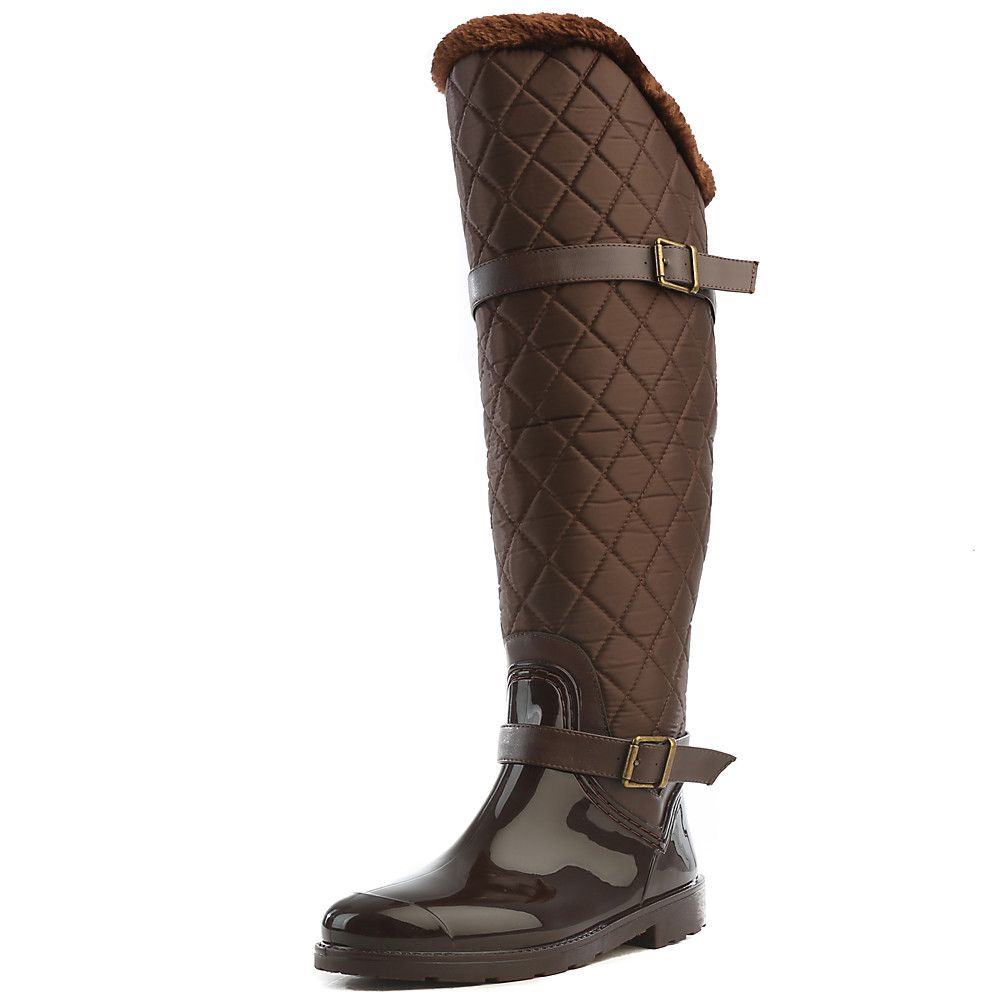 fur lined rain boots women's