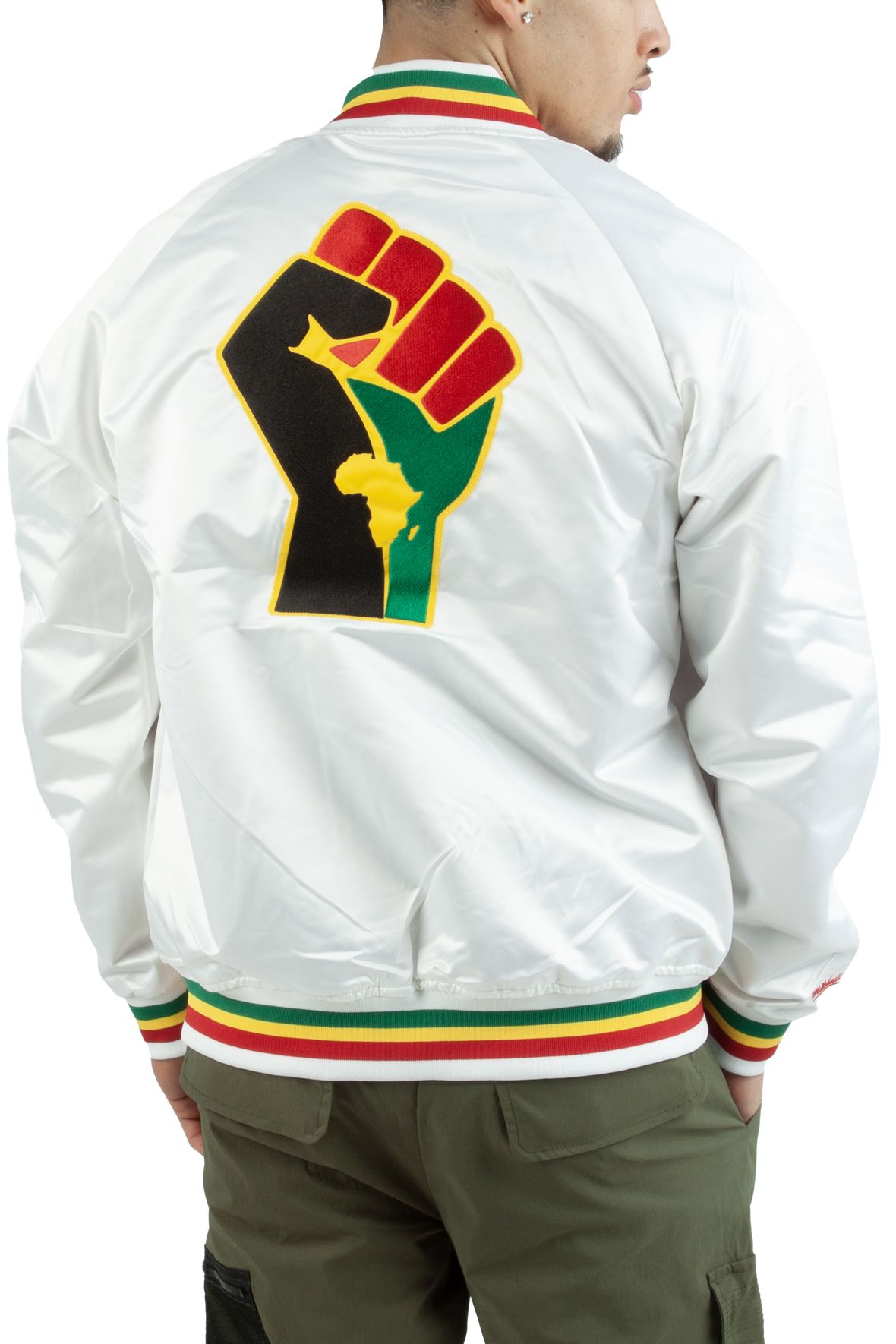 Shop Mitchell & Ness HBCU Howard Heavyweight Satin Jacket OJBF3413