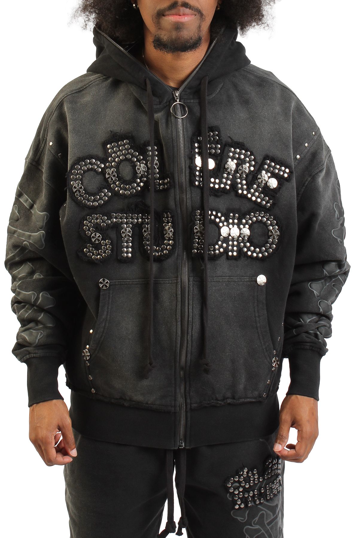 HUDSON Colere Bones Zip-Up Hoodie 619-BLK - Shiekh