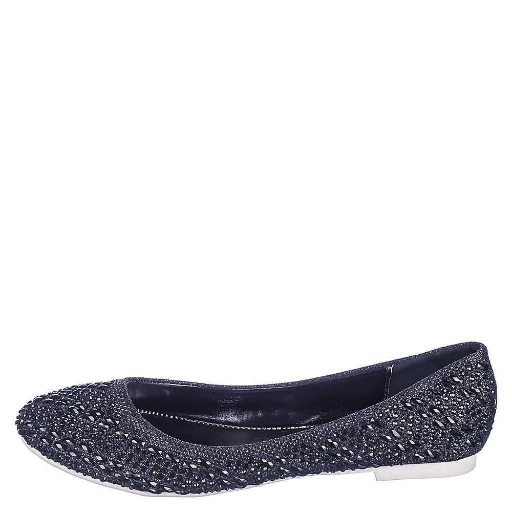 black jeweled flats