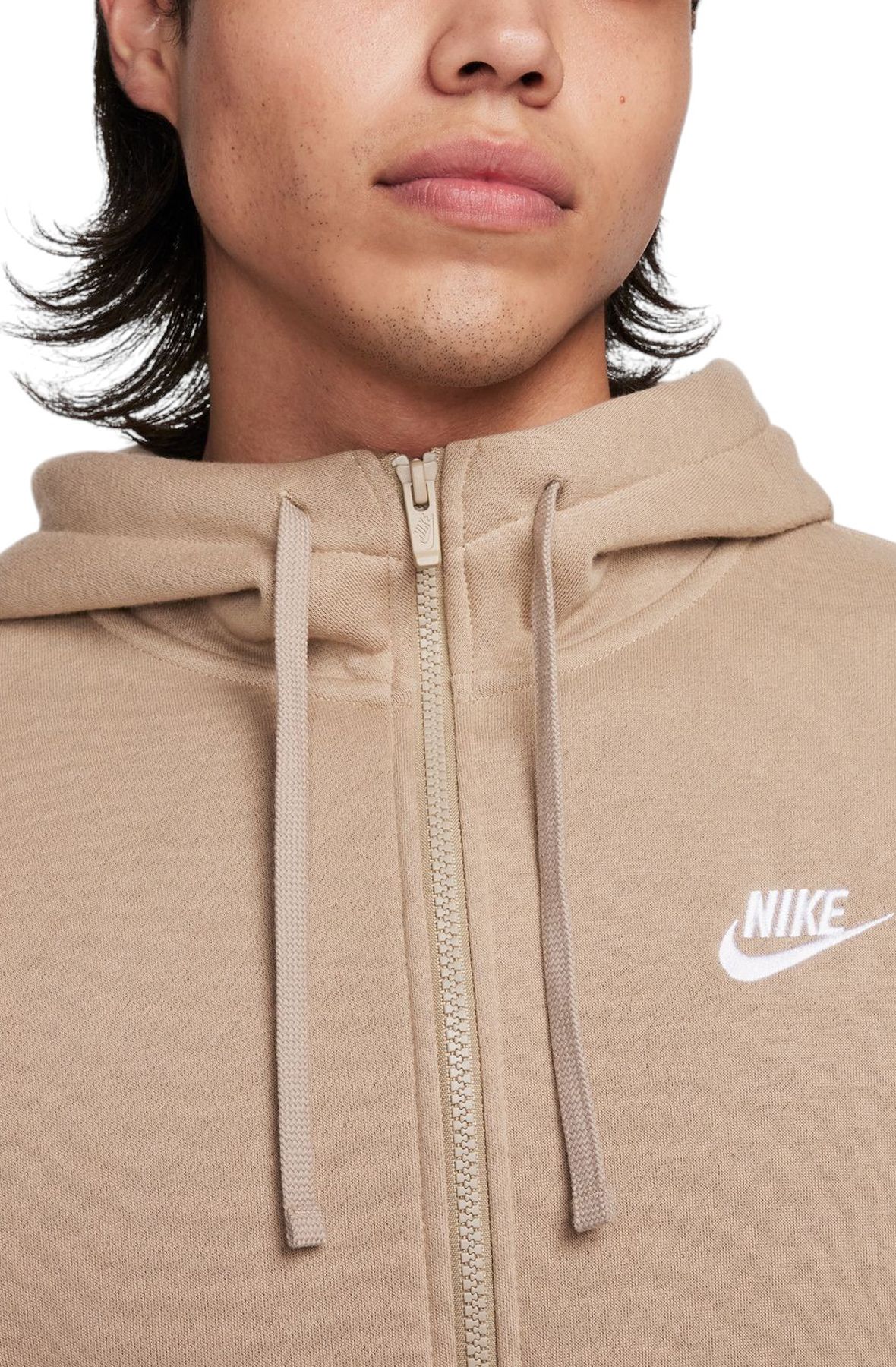 Nike club hoodie in khaki stone sale