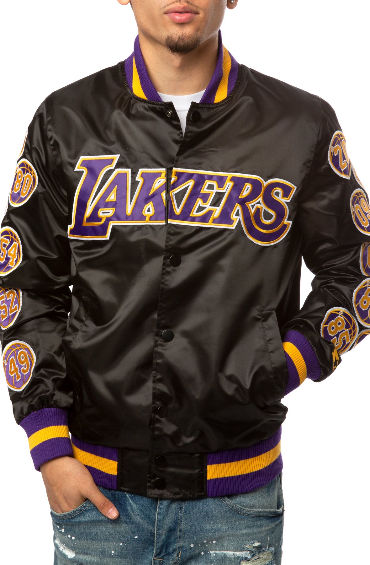 STARTER Los Angeles Lakers Champs 17 Patches Jacket LS13B640 LLK - Shiekh
