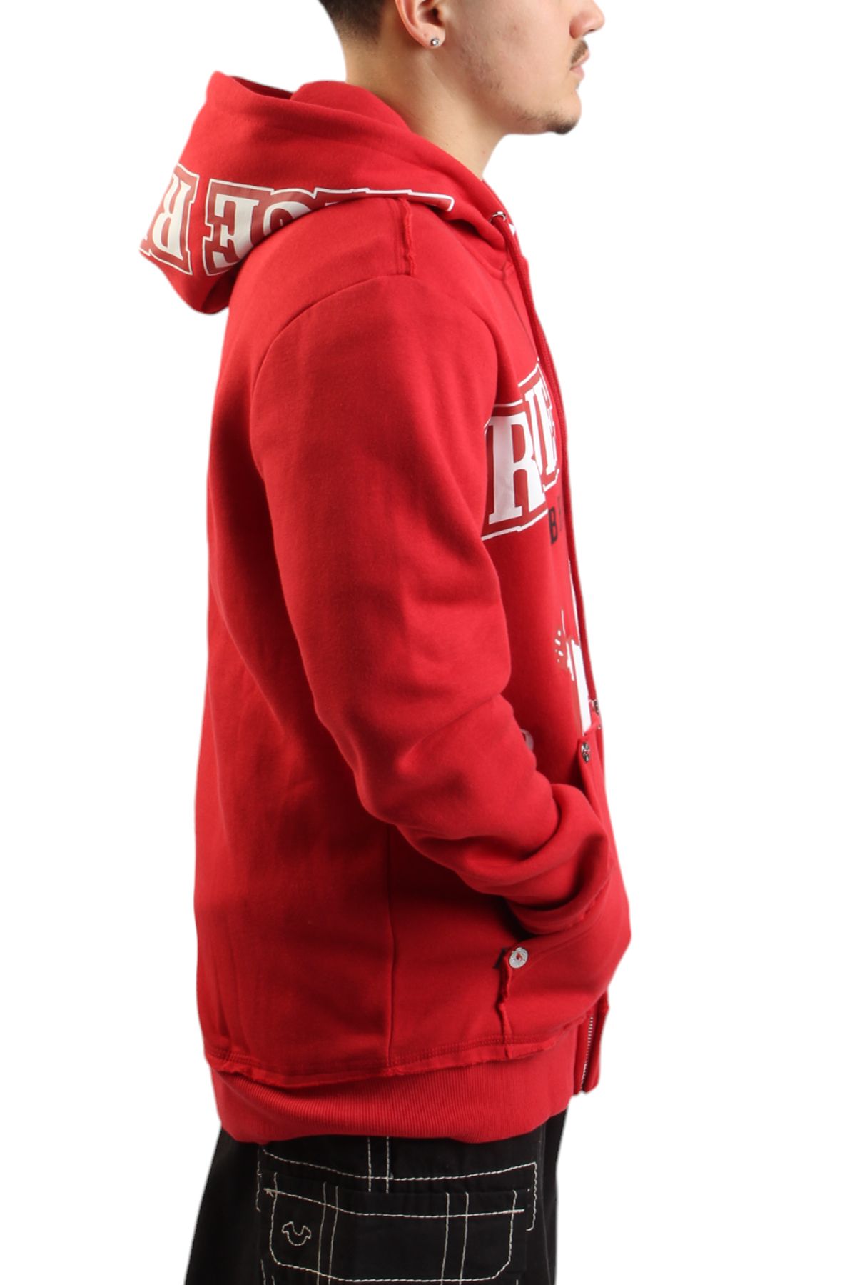 TRUE RELIGION Exaggerated Icon Raw Trim Zip Hoodie 108546