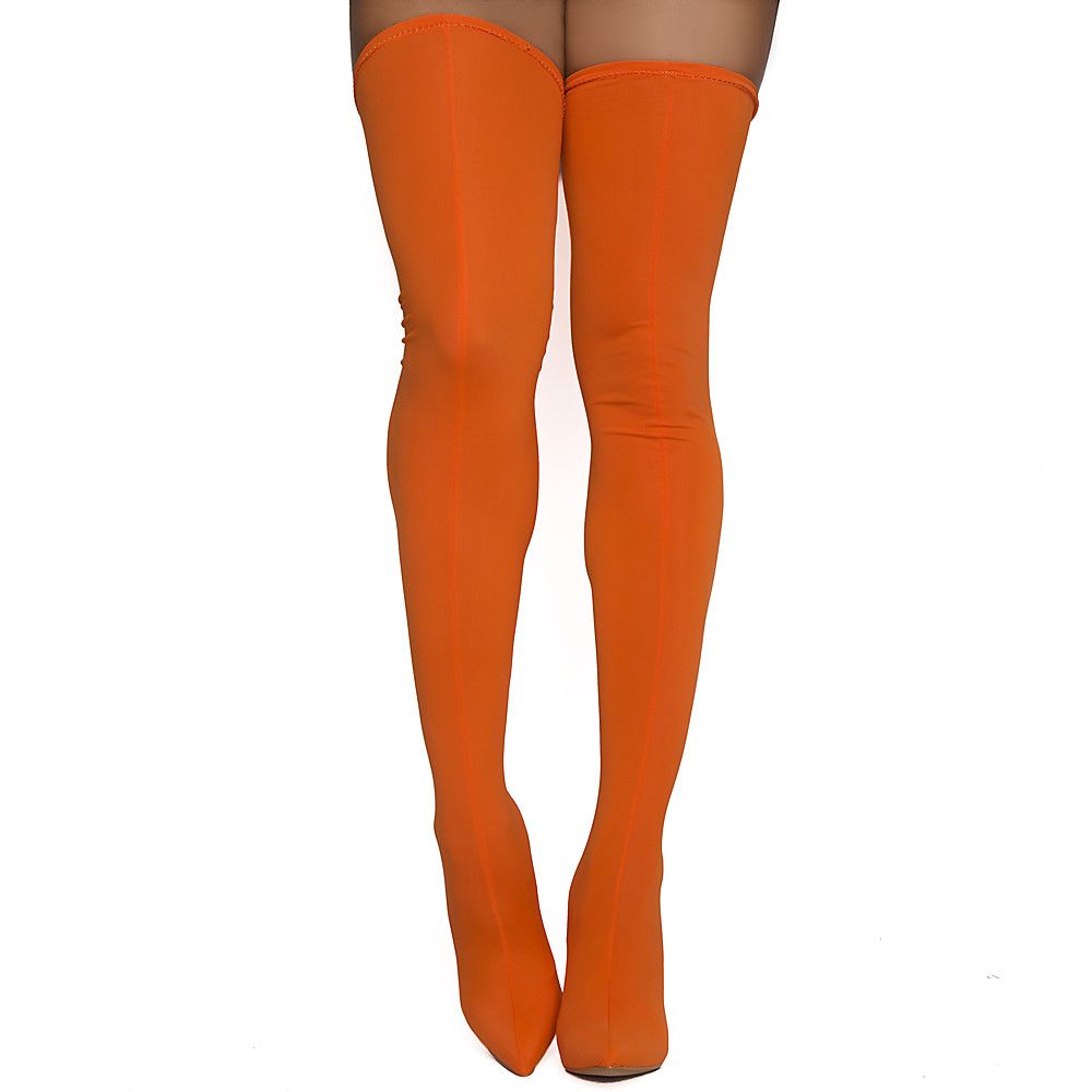 orange thigh high boots