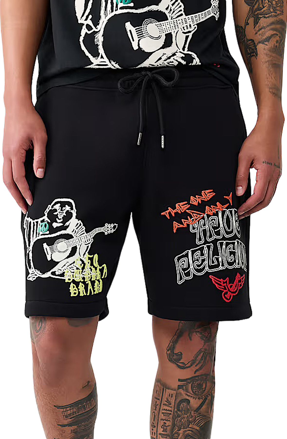 TRUE RELIGION Sketched Logo Fleece Short 110333-1001 - Shiekh