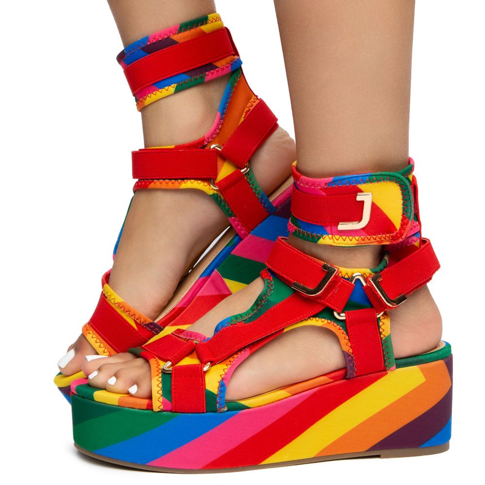 rainbow colored sandals