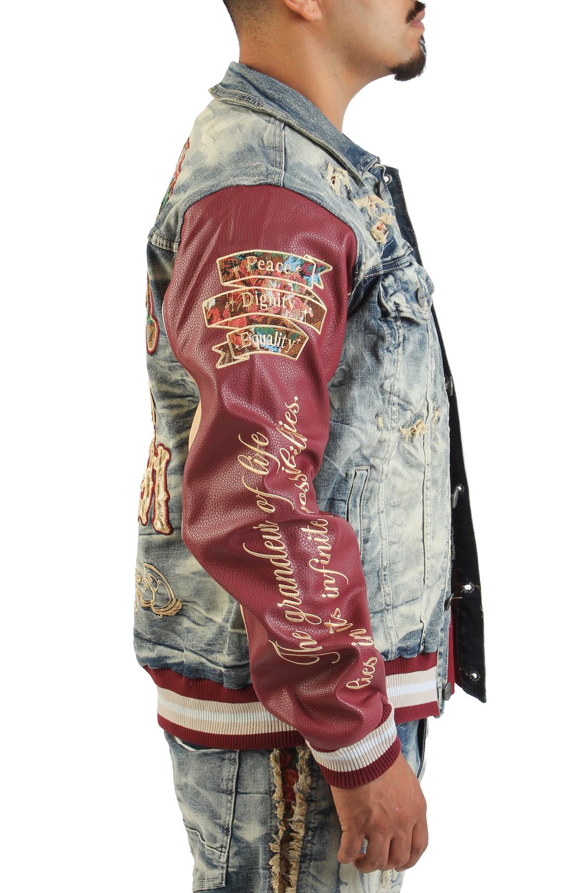 VAPORIZE / Varsity Jacket サンローラン　テディジャケ風 SMOKE RISE Grandeur Varsity Jacket JJ25514SK-TOAST - Shiekh