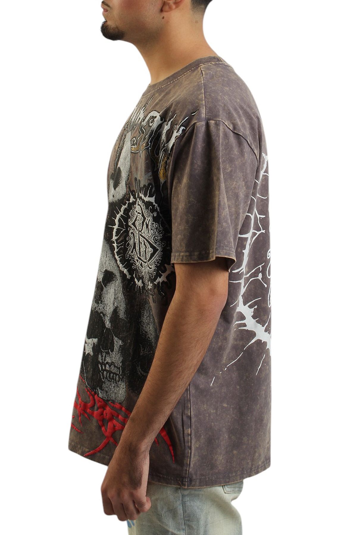 SMOKE RISE Dystopia Skulls T-Shirt KT25159SK-PAV - Shiekh
