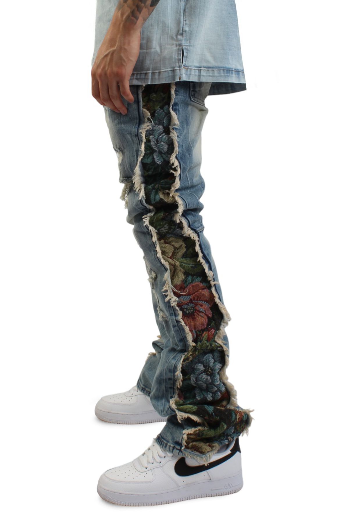 SMOKE RISE Hillside Taped Stack Jeans JP24113SK-LOWELL - Shiekh