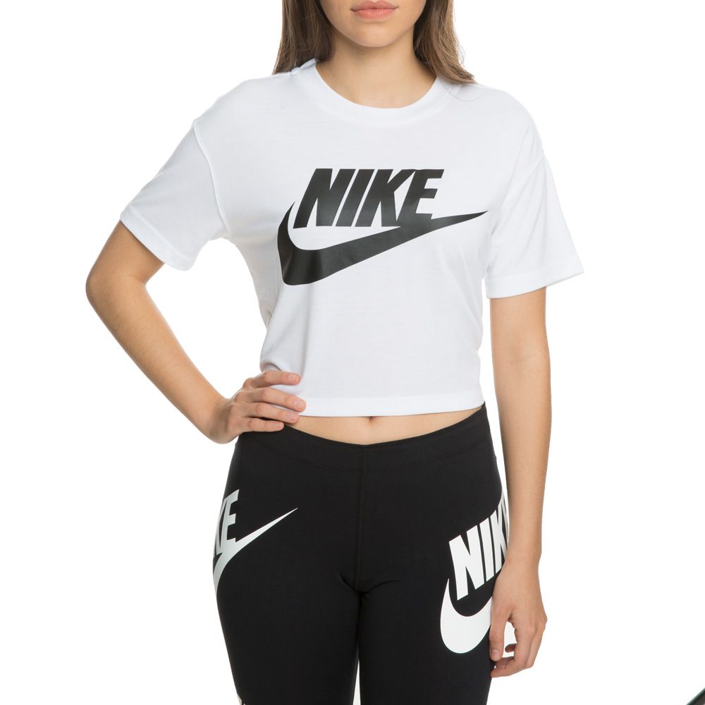 nike crop top black and white online -