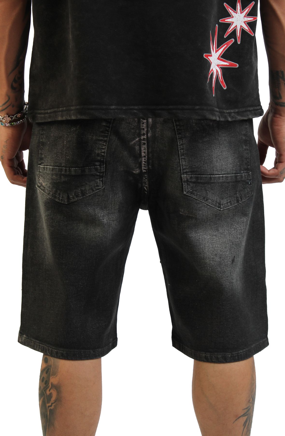 SMOKE RISE Rise Denim Shorts JS26S453SK-BLK - Shiekh