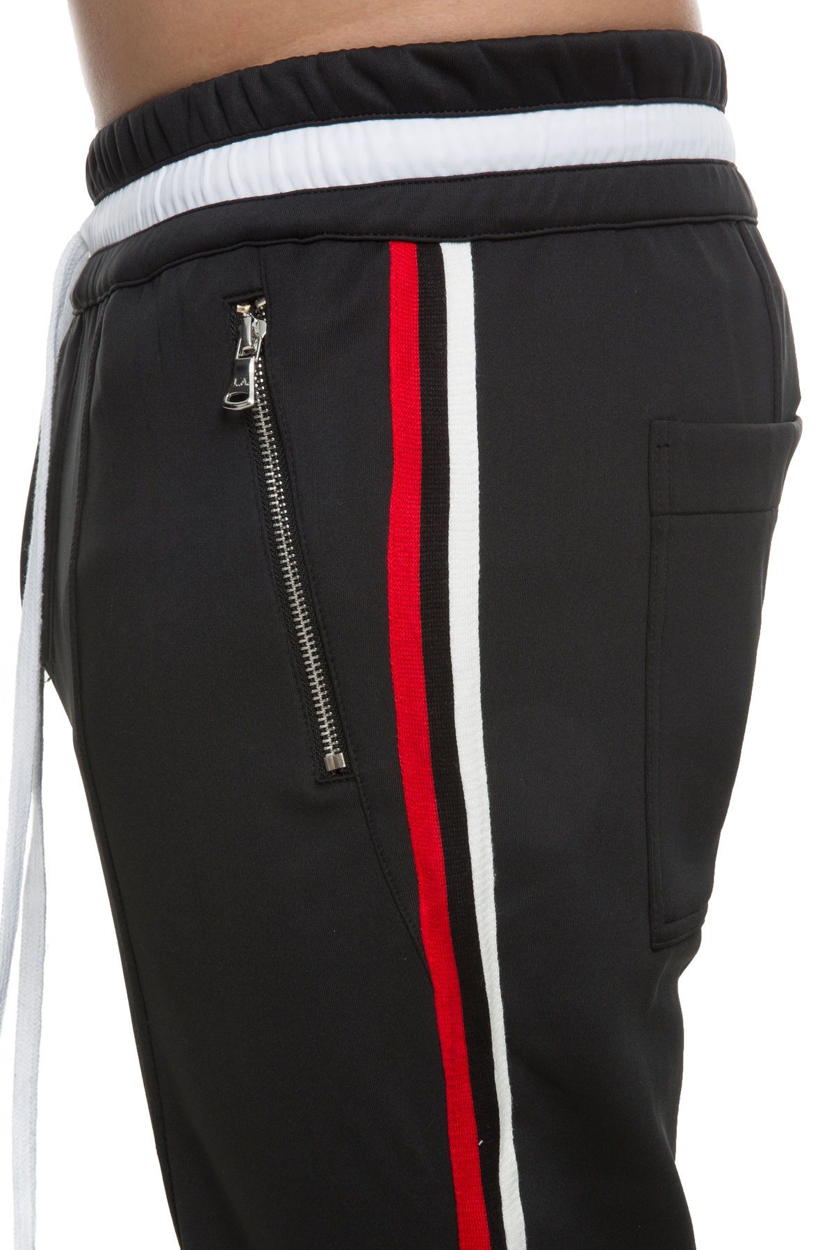 track pants red with black stripe