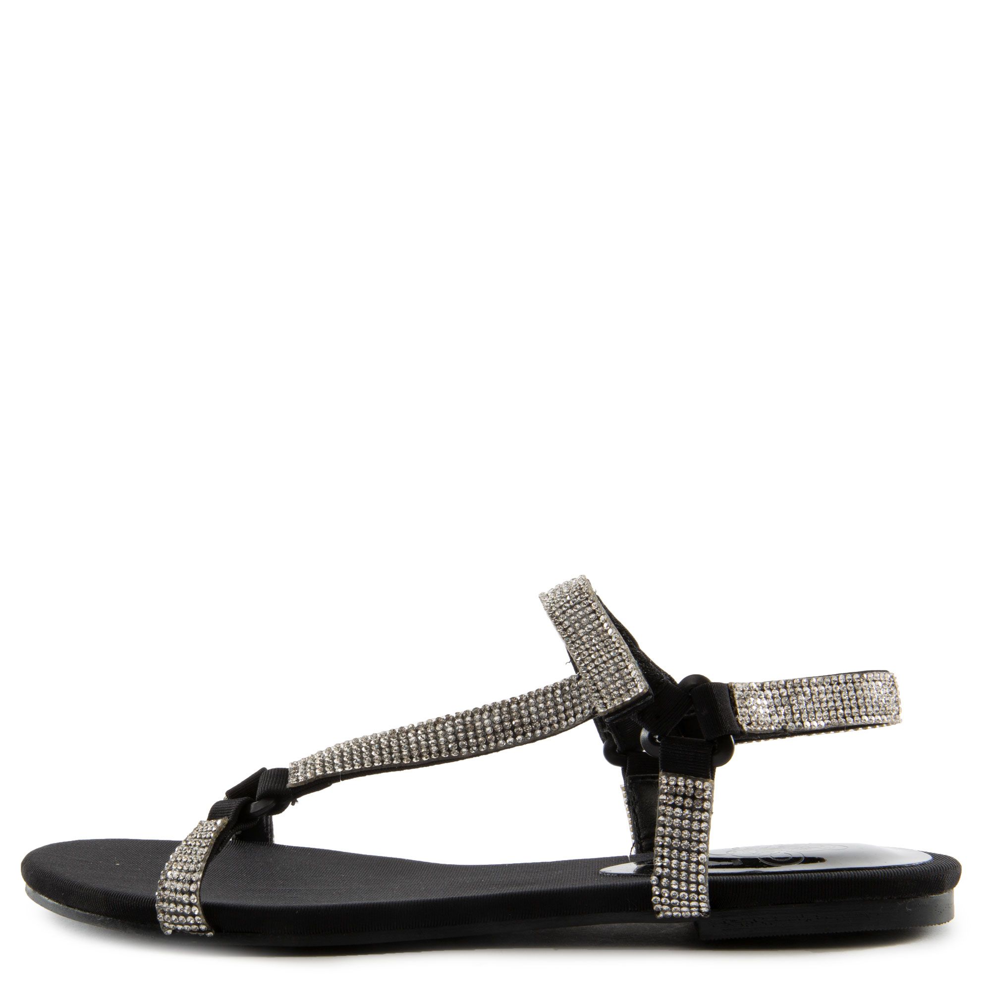 LILIANA Senorita-1 Rhinestone Strap Sandals SENORITA-1-BLACK - Shiekh