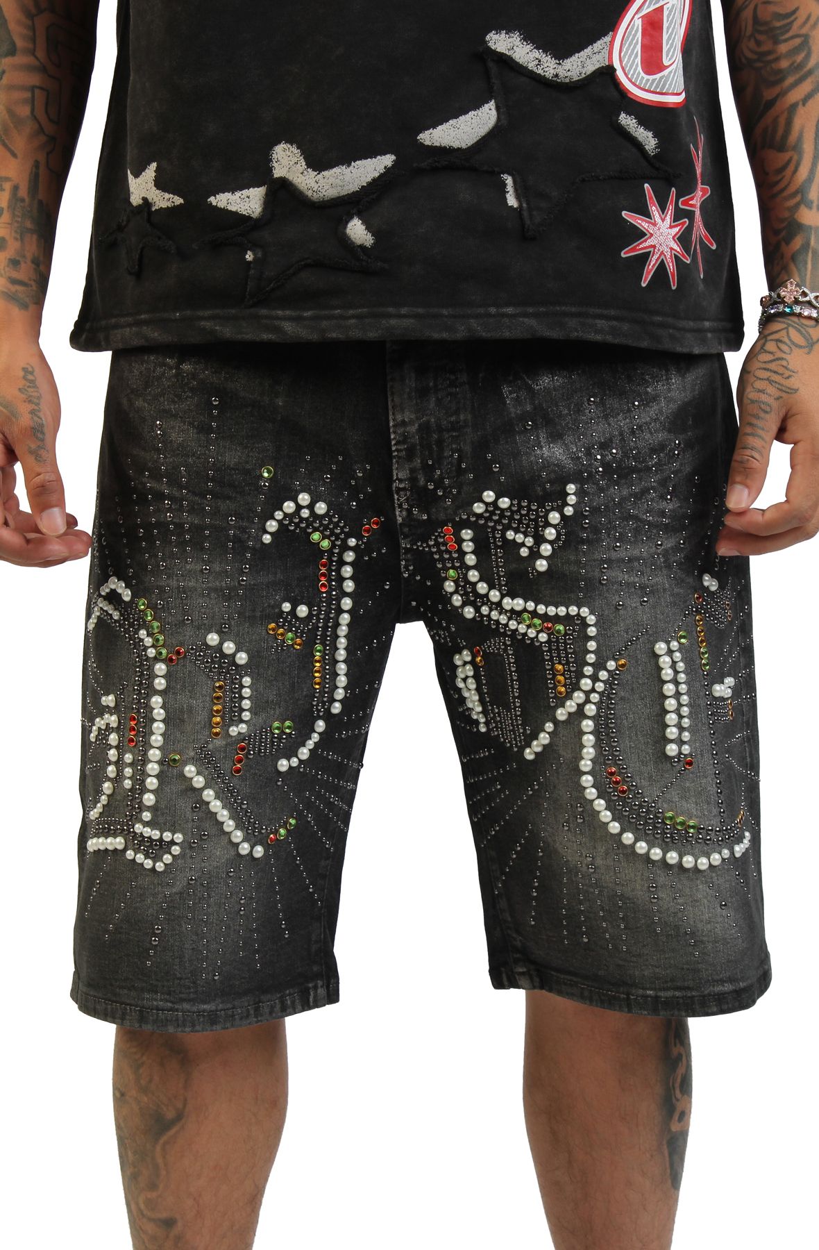 SMOKE RISE Rise Denim Shorts JS26S453SK-BLK - Shiekh