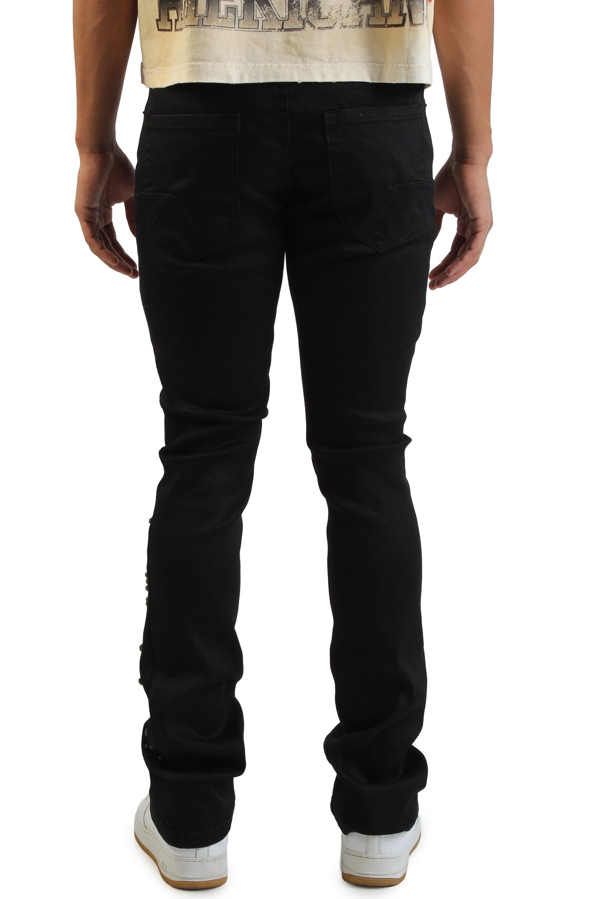 KLOUD 9 Studded Slim Flare Jeans P25196-BLK - Shiekh