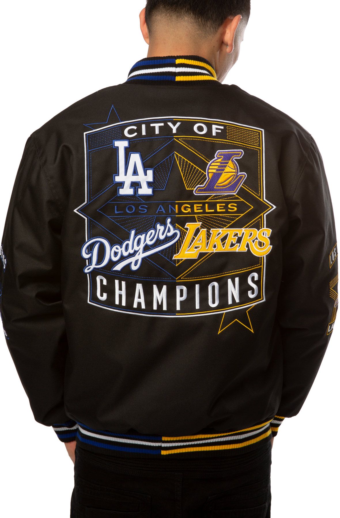 JH DESIGN LA Rams Championship Racing Jacket RMSP03SBI2-ROY-YEL - Shiekh