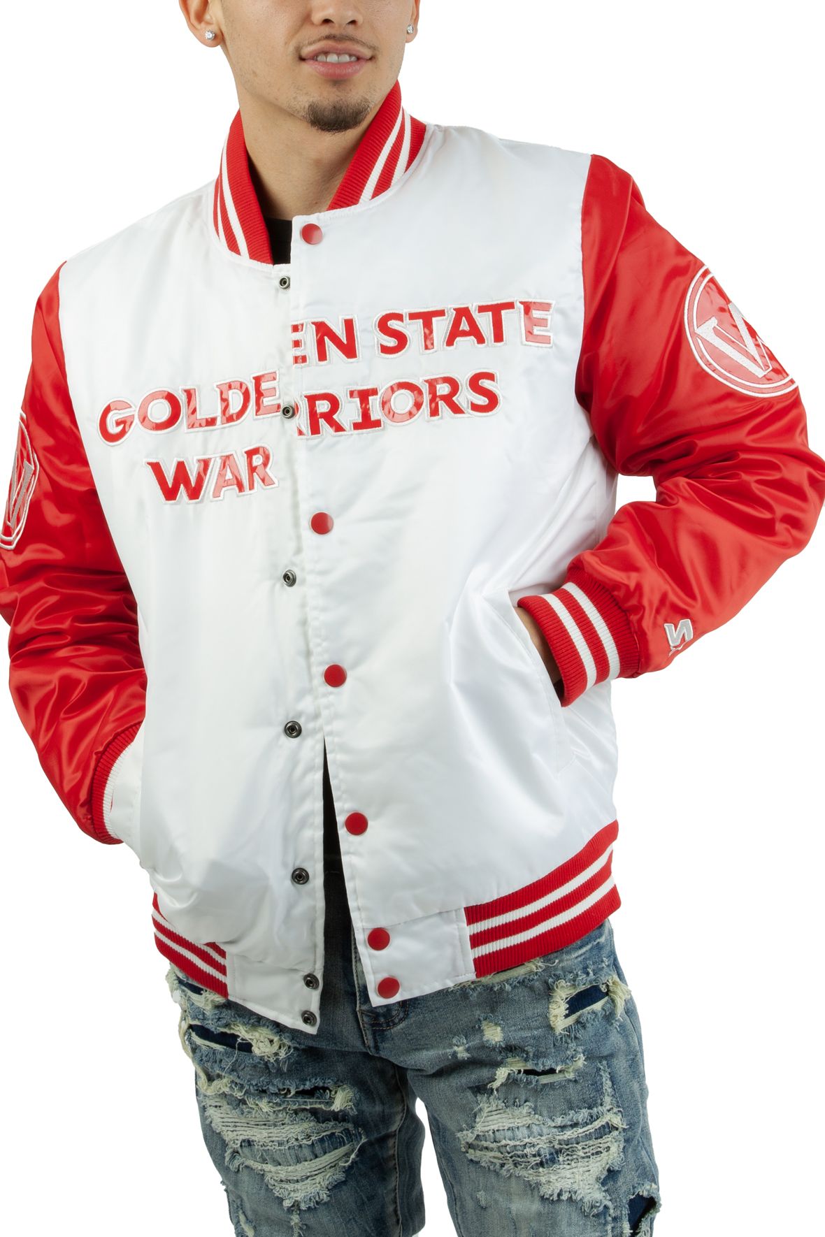 warriors championship jacket white and gold