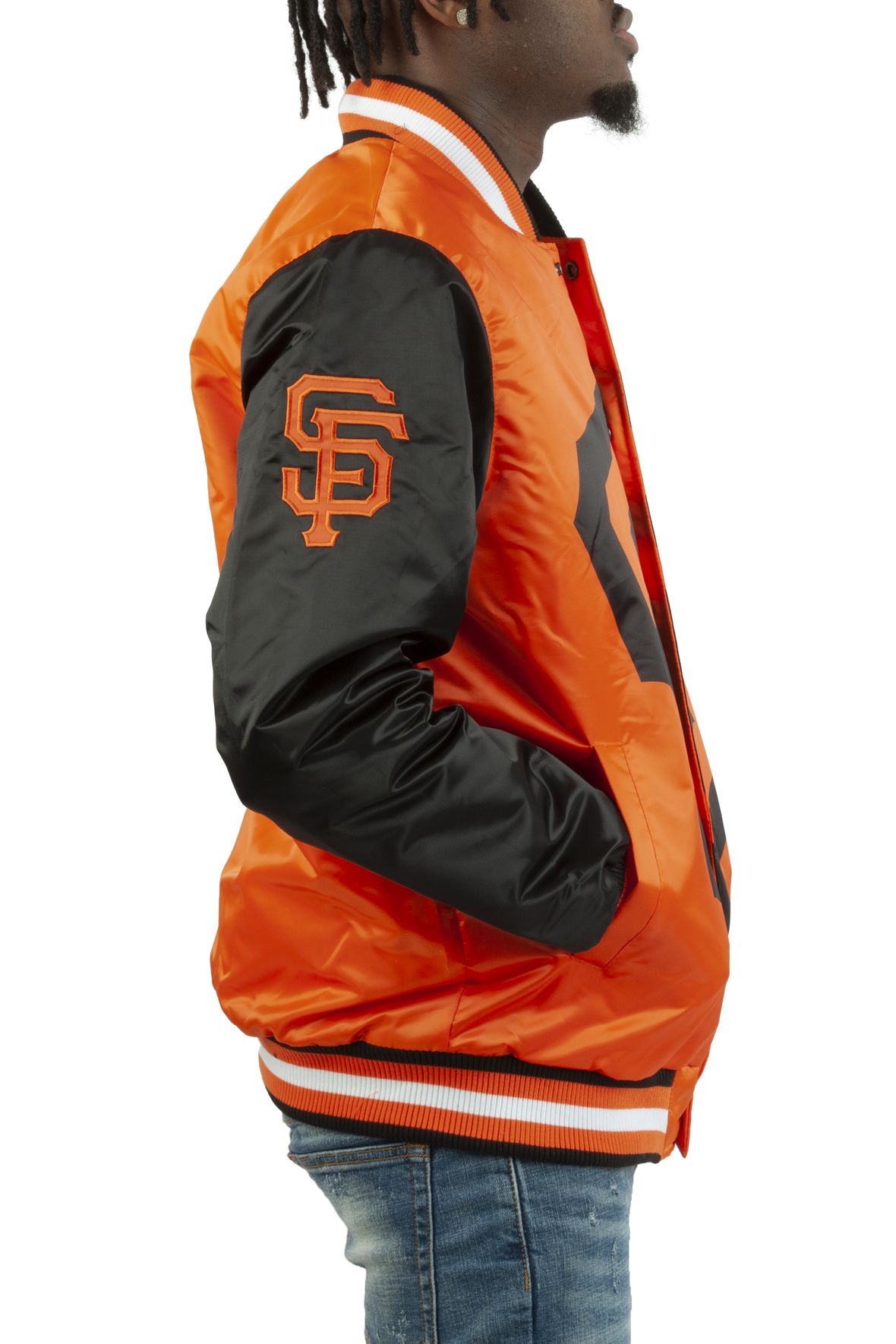 Black/Orange Starter San Francisco Giants Tri-Color Jacket - HJacket