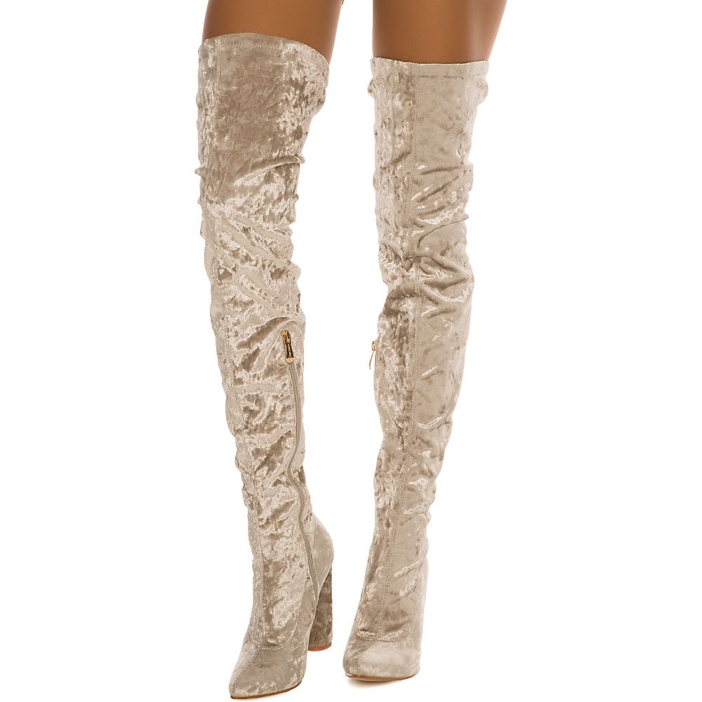 grey thigh high boots uk