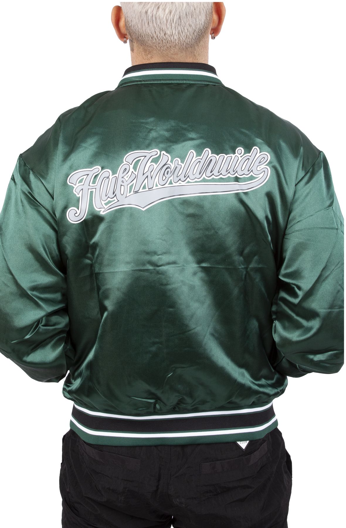 Forest Green Satin Varsity Jacket