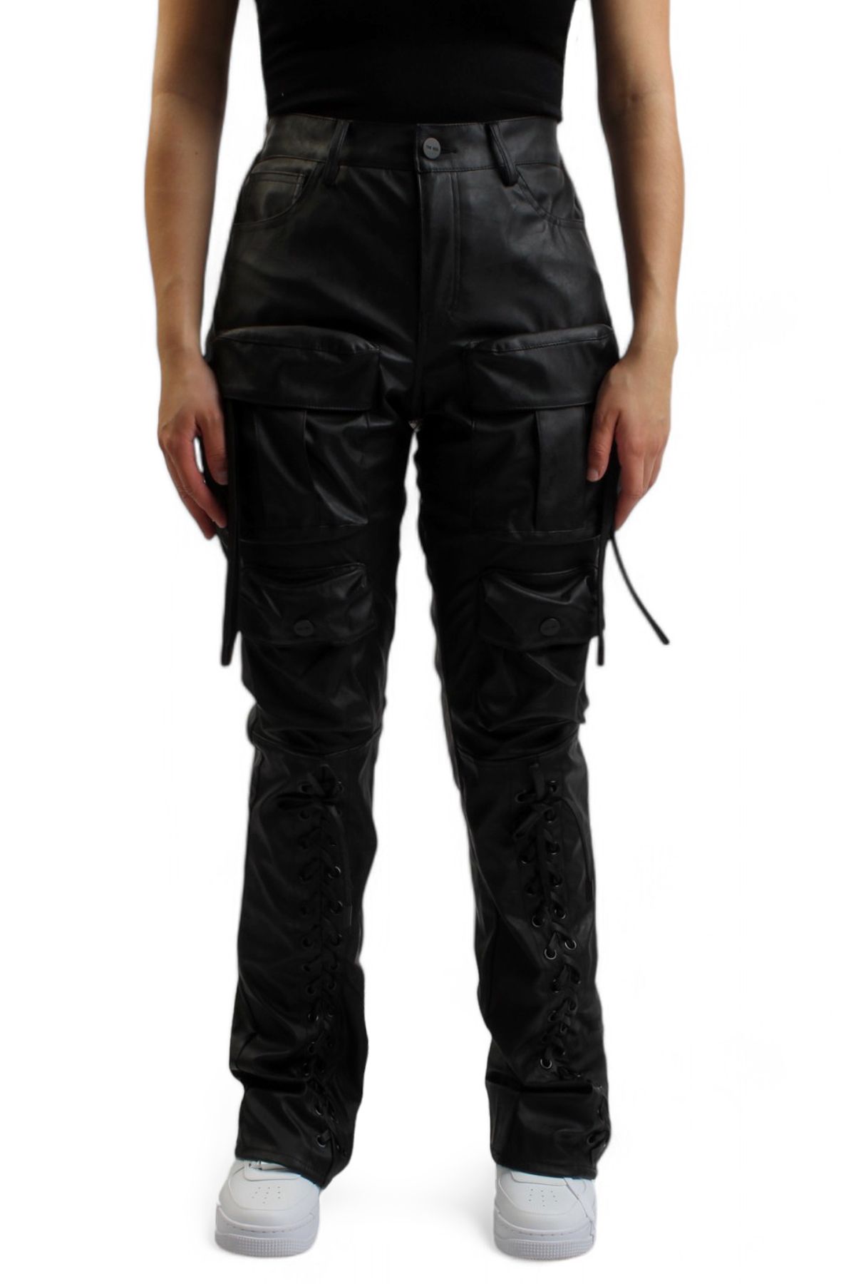 【日本製】 RISE SMOKE Stacked AP24884-BLACK Pants Leather Vegan Utility パンツ