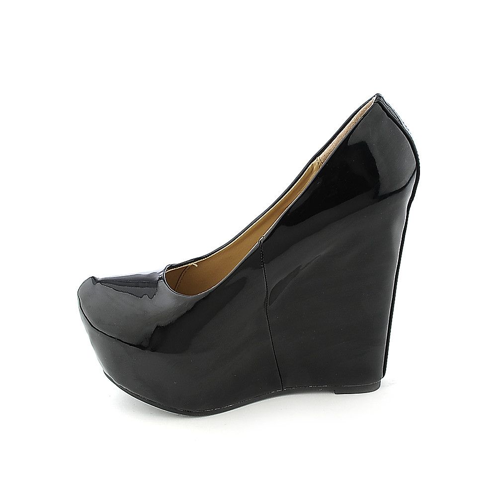 5 inch black wedge heels