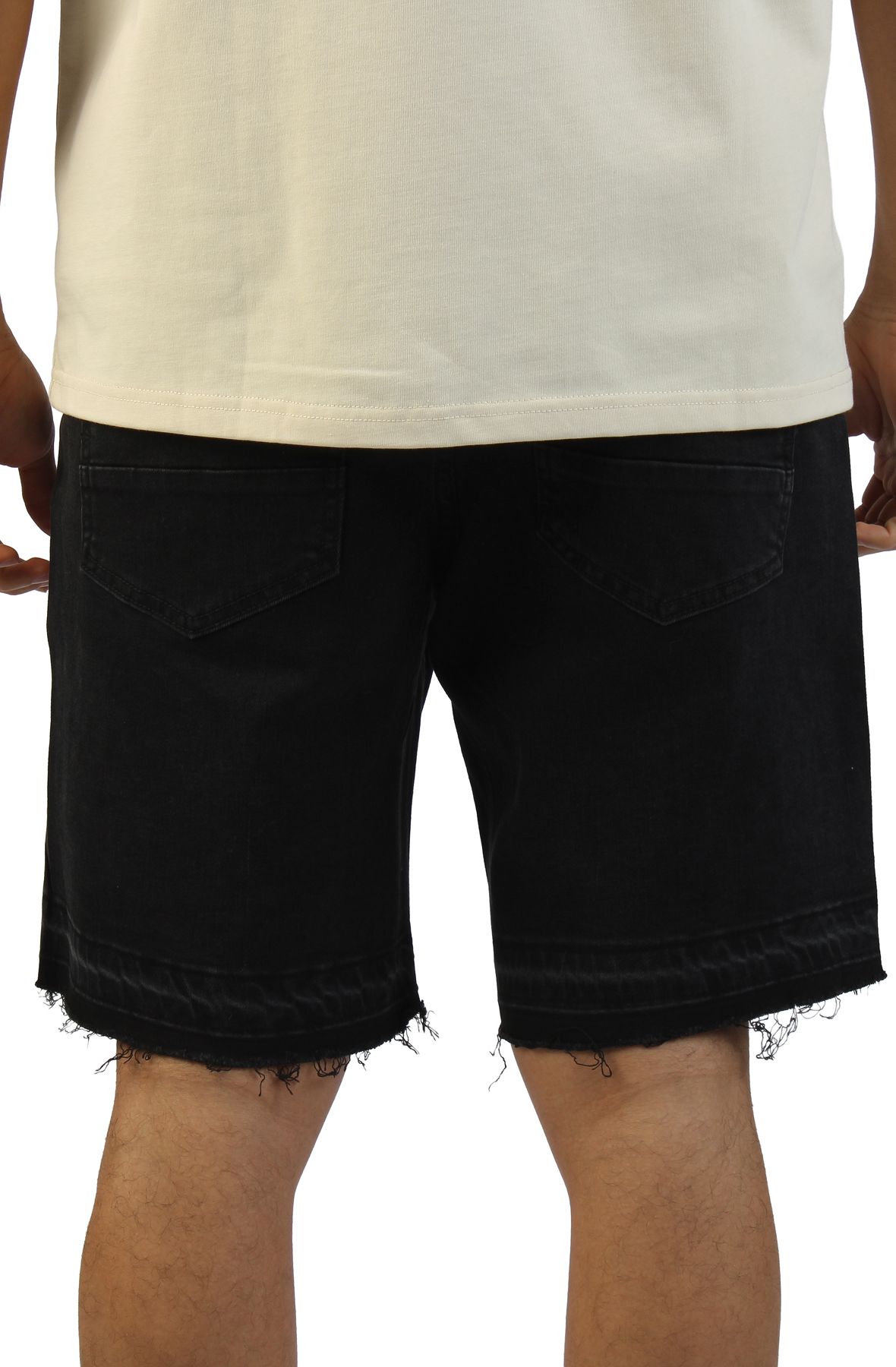 HUDSON Side Panel Studded Denim Shorts 644-BLK - Shiekh