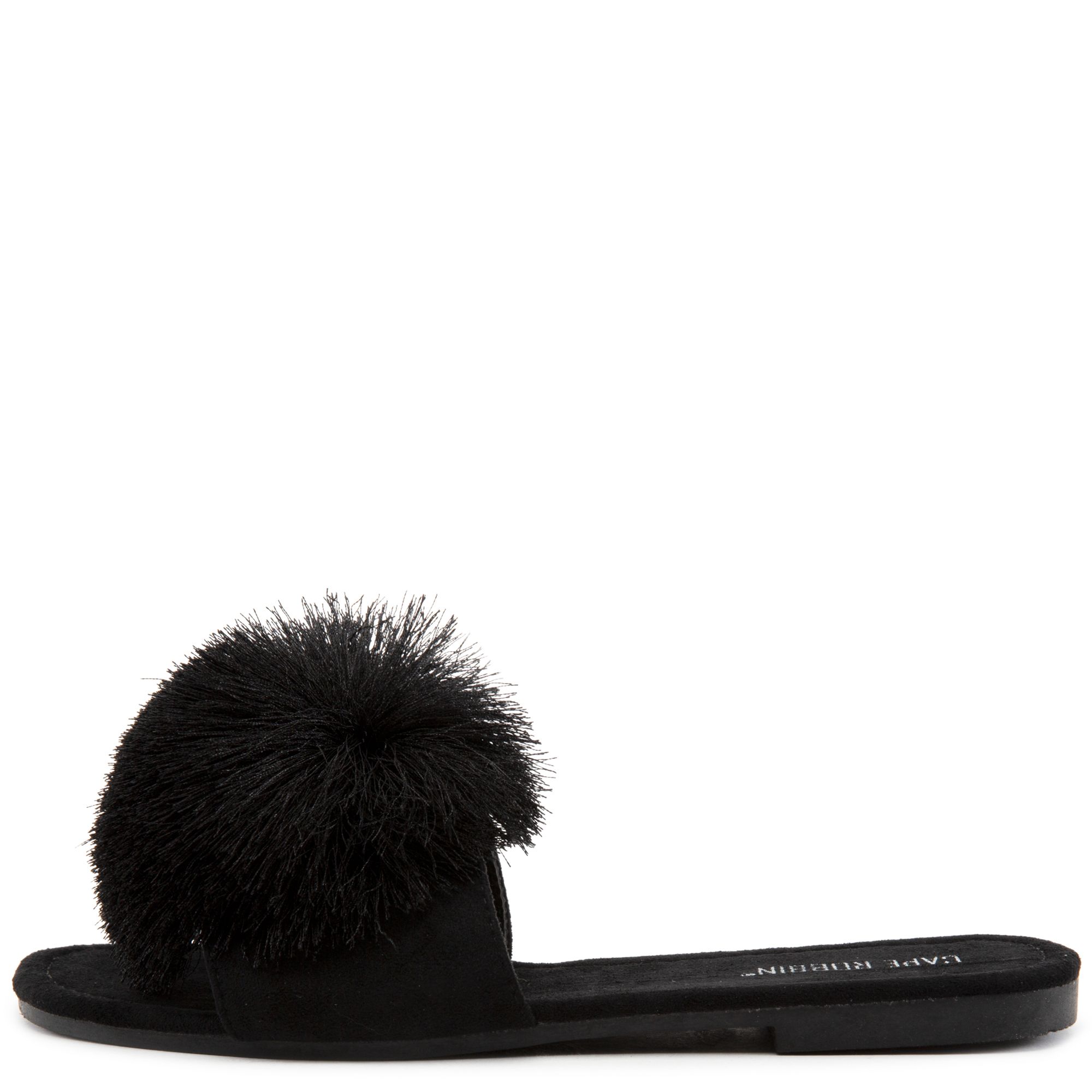 black pom pom slippers