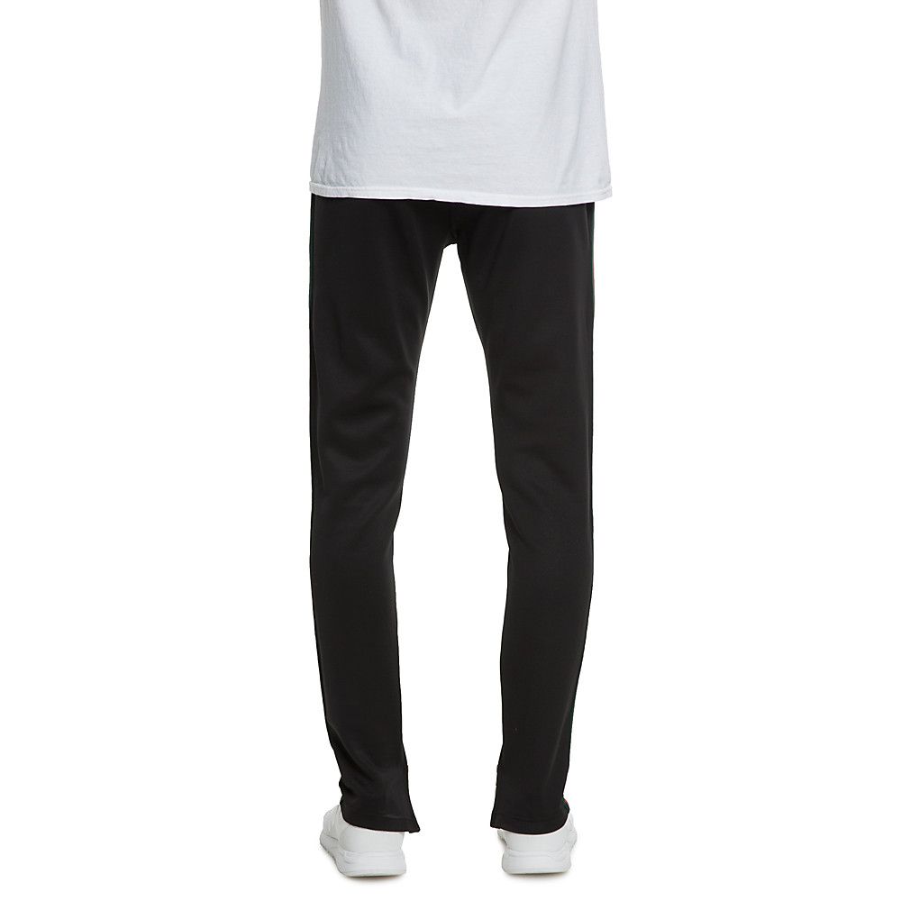 green with red stripe track pants