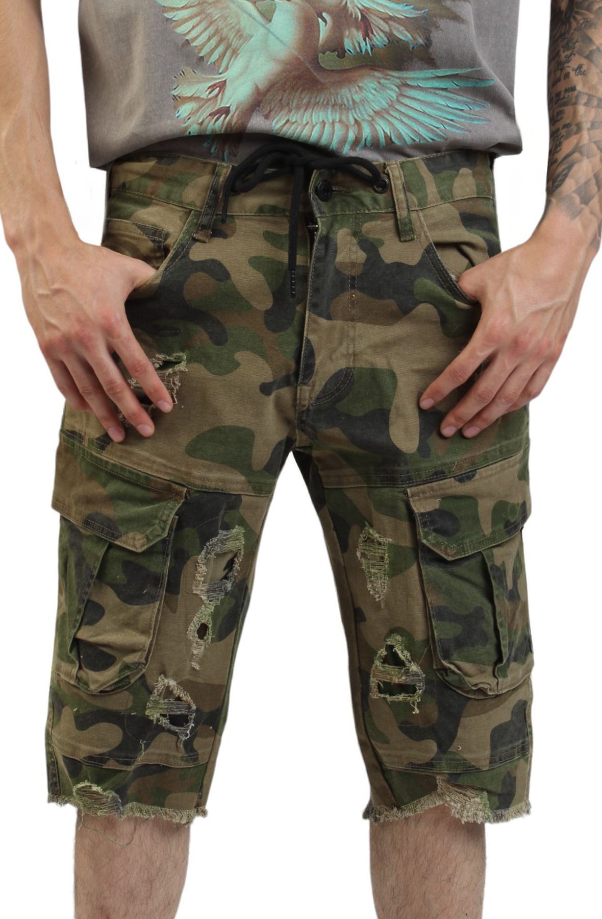 SMOKE RISE Rip and Repair Semi Basic Twill Short JS22234 SMOKE RISE Rip and Repair Semi Basic Twill Short JS22234