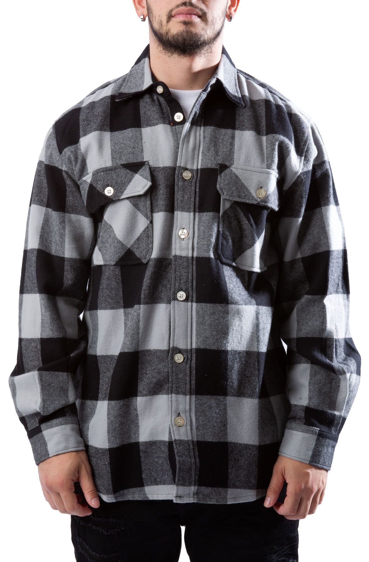 ROTHCO Heavyweight Plaid Flannel Shirt 4690-GREY - Shiekh