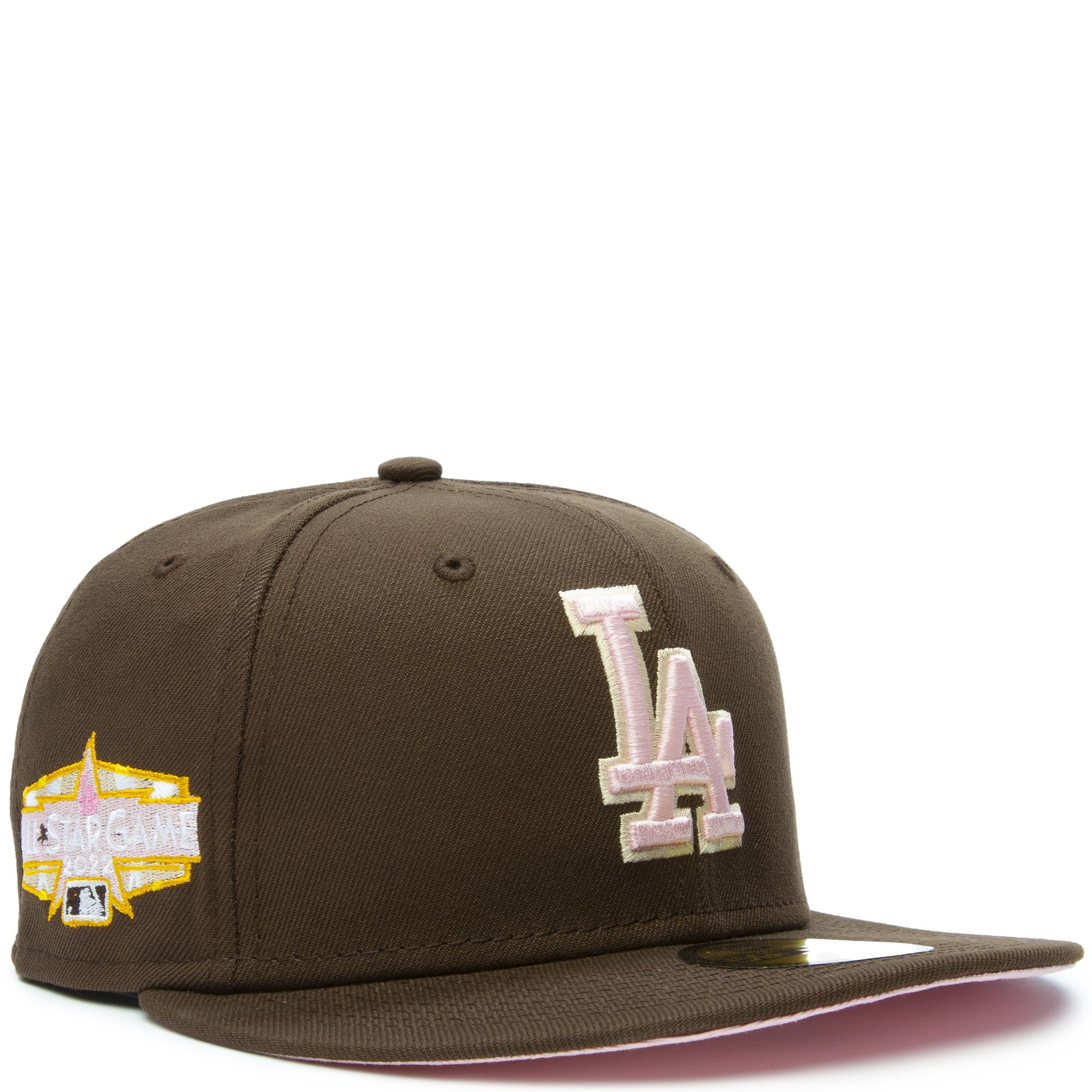 New Era Dodgers Brown DuckCanvas Pink UV Side Patch 59FIFTY Fitted Hat 7  1/8 NEW