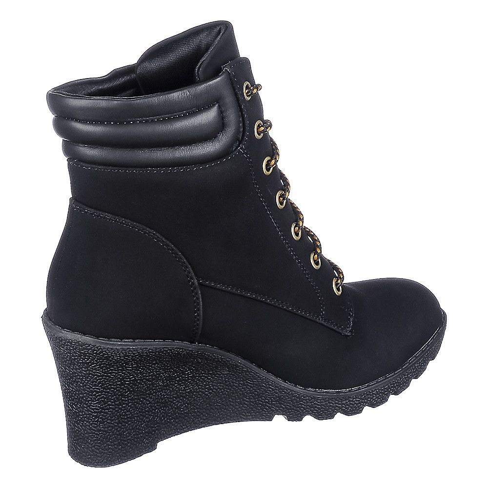black wedge ankle boots