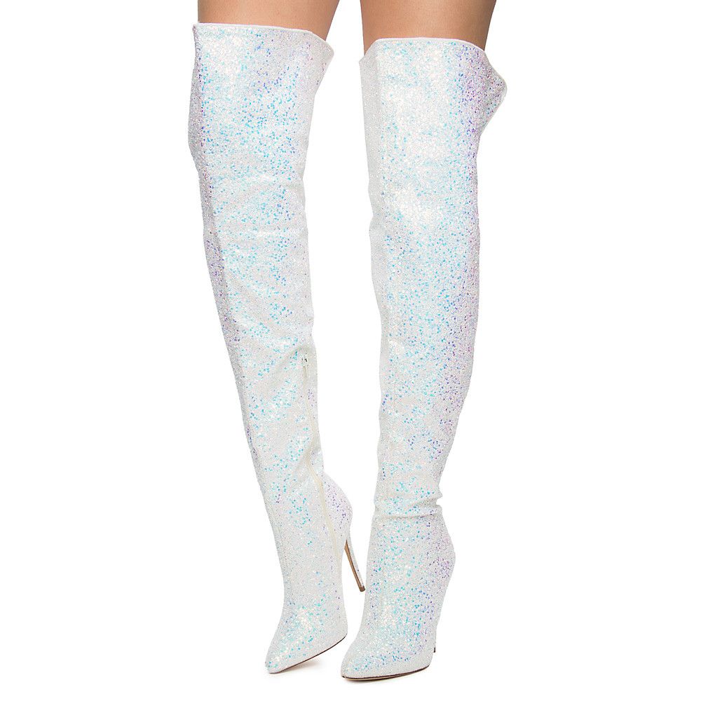 YOKI Women's Alza-92 Thigh High Boots ALZA-92/WHITE - Shiekh