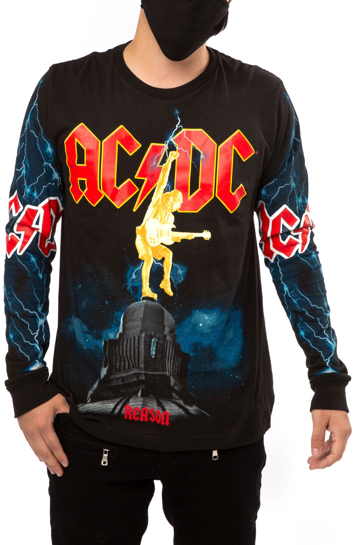 tyve hat Fortælle REASON AC/DC Destroyed Rock Long Sleeve Tee SU-110BLK - Shiekh