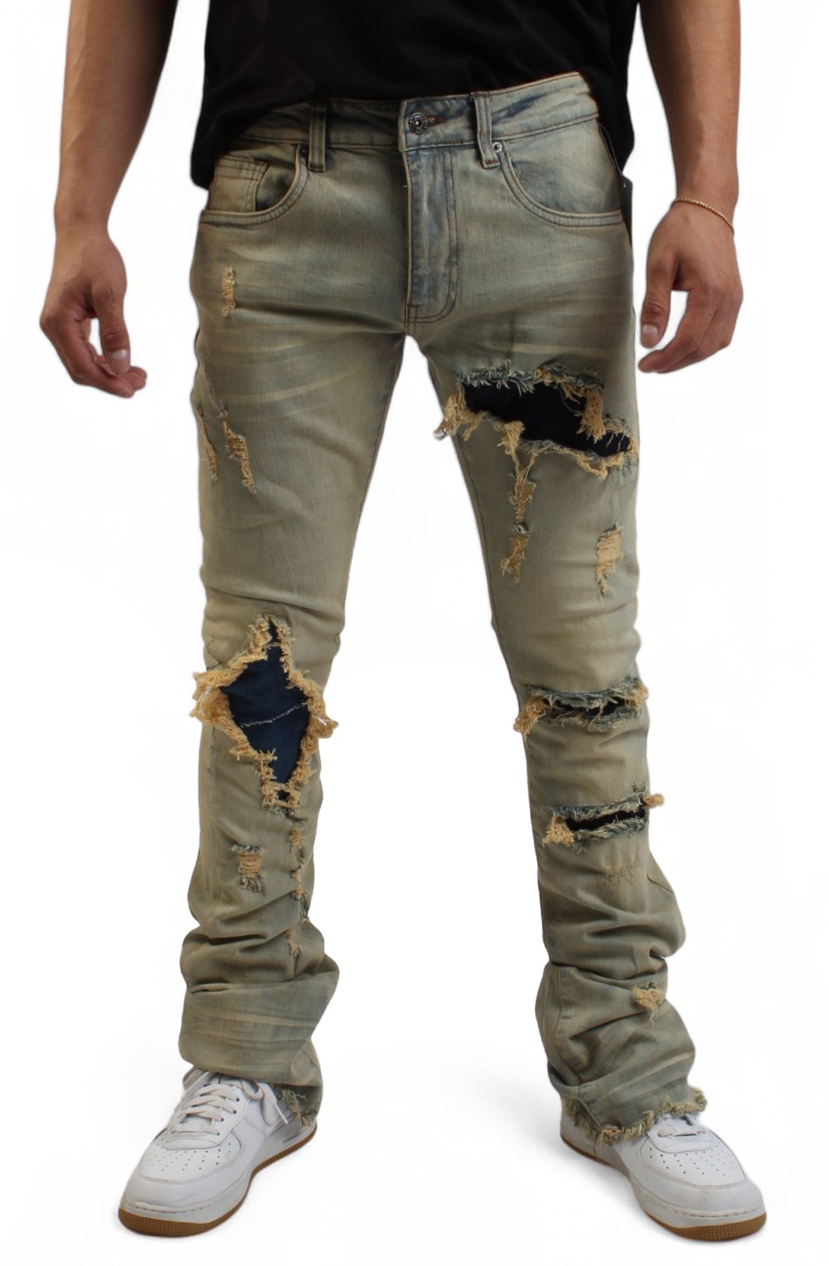 FBRK Goldenrod Fray Stacked Jean CR099-GOLD - Shiekh